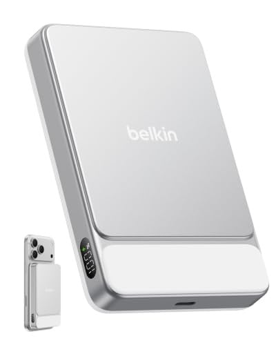 Belkin UltraCharge Magnetische Powerbank 10000mAh met USB-C Kabel en Qi2 25W Snel Opladen - Wit