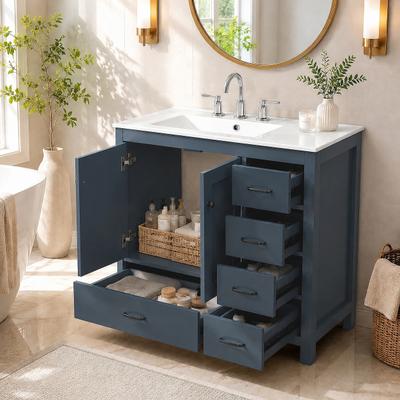 Modern Bathroom Vanity with Ceramic Sink and Ample Storage