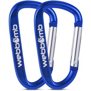 Webbomb Karabinerhaken 6660, Aluminium, 67x3,7mm, klein, blau eloxiert, 2 Stück