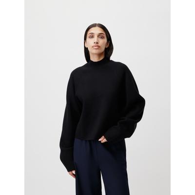 Strickpullover LEGER "Heather, LeGer by Lena Gercke", Damen, Gr. 38, schwarz, Strick, Obermaterial: 88% Polyester, 12% Elasthan, loose fit normal, Rundhals, eingesetzt gerader Abschluss, Pullover Strickpullover, Loose fit mit Rundhalsausschnitt