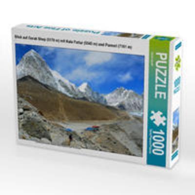 CALVENDO Puzzle Blick auf Gorak Shep (5170 m) mit Kala Pattar (5545 m) und Pumori (7161 m) | 1000 Teile Lege-Größe 64x48cm Foto-Puzzle für glückliche