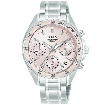 Chronograph LORUS, silber (silberfarben, rosa), Armbanduhren, Damen, Chronograph, Quarzuhr, Armbanduhr, Damenuhr, Edelstahlarmband, analog, Tag