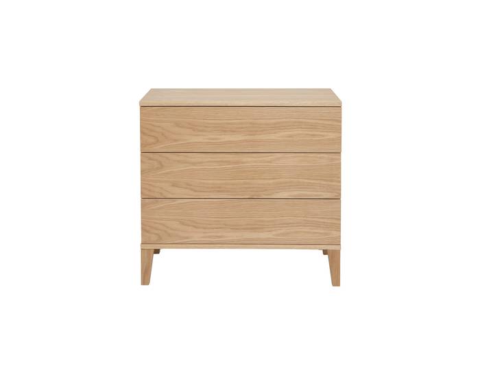Commode scandinave en bois clair chêne 3 tiroirs L80 cm FREDDY