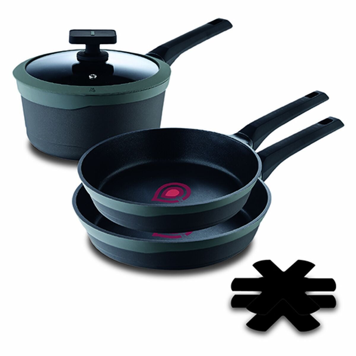 Masterpro GASTRO panenset, 4-delig, zwart, aluminium