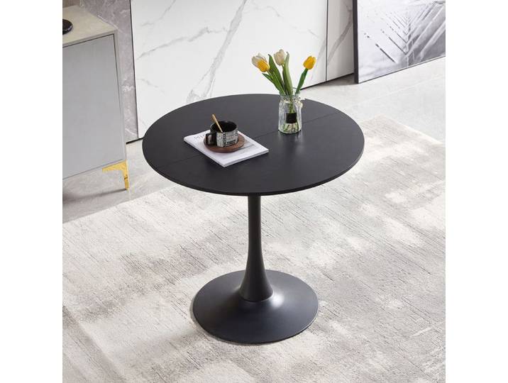 EGGREE Table à Manger Ronde Moderne scandinave Ø 80 cm Petite Table Minimaliste pour Cuisine Salle à Manger et Salon - Noir