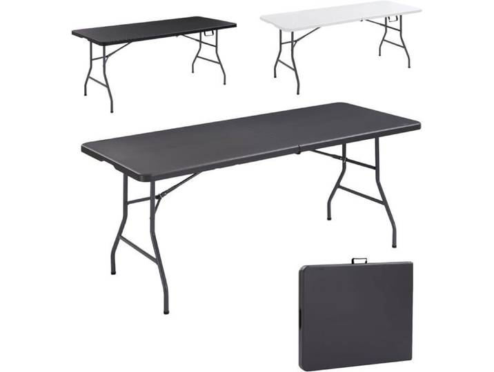 AREBOS Table de buffet pliante 182 x 74 x 74 cm 8 personnes Poignée de transport incluse Anthracite