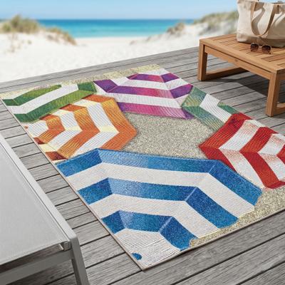 Teppich SANSIBAR "Rantum Beach SA-019", bunt, B:60cm H:5mm L:100cm, Polypropylen, Teppiche, Teppich, Flachgewebe, modernes Design, Sonnenschirme, In- und Outdoor geeignet