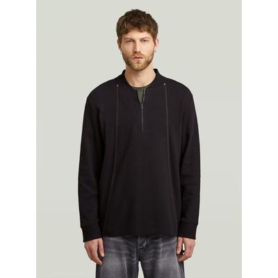 T-Shirt G-STAR "Tweeter A-Line Half Zip T-Shirt", Herren, Gr. XS, schwarz (dk schwarz), Obermaterial: 100% Baumwolle, Shirts T-Shirt