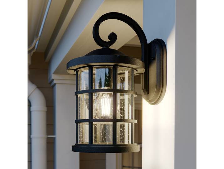 Applique d'extérieur Ankea Noir/Transparent - Lindby - Balcon - Ancien - Plastique - À ampoule unique