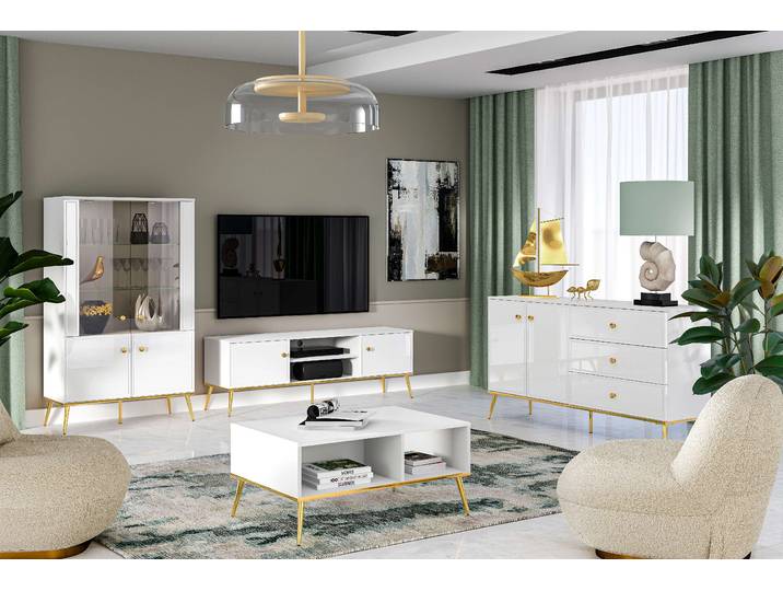 Wohnzimmer-Set Wohnzimmer Set 4-teilig – GOLDIN