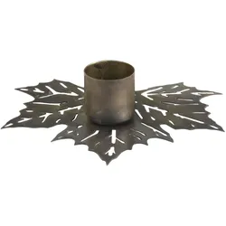 Chic Antique Kerzenständer Blatt für Mini Stabkerze, H2,5/L10/B9 cm, antique messing