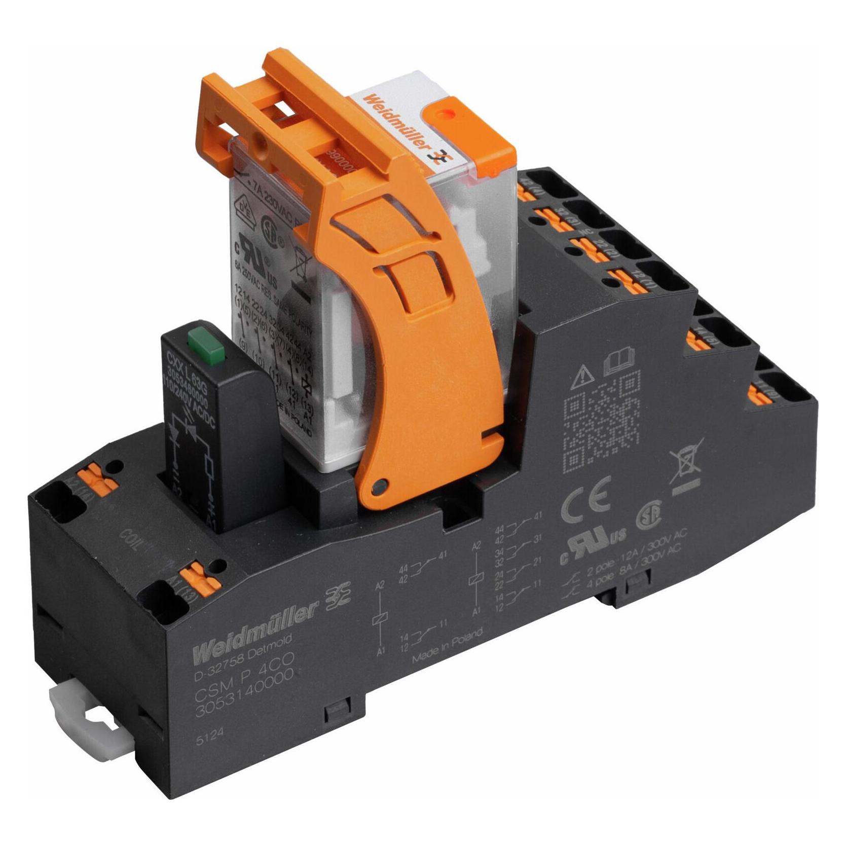 Weidmüller Koppelrelais, 24 V AC +10 % -20 %, LED 2 Wechsler (AgNi) 250 V AC, 12 A, PUSH IN (3137120000)