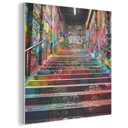 AKUSTIKBILD Treppe - Graffiti - Farben - Kunst Akustikpaneele 80x80 cm