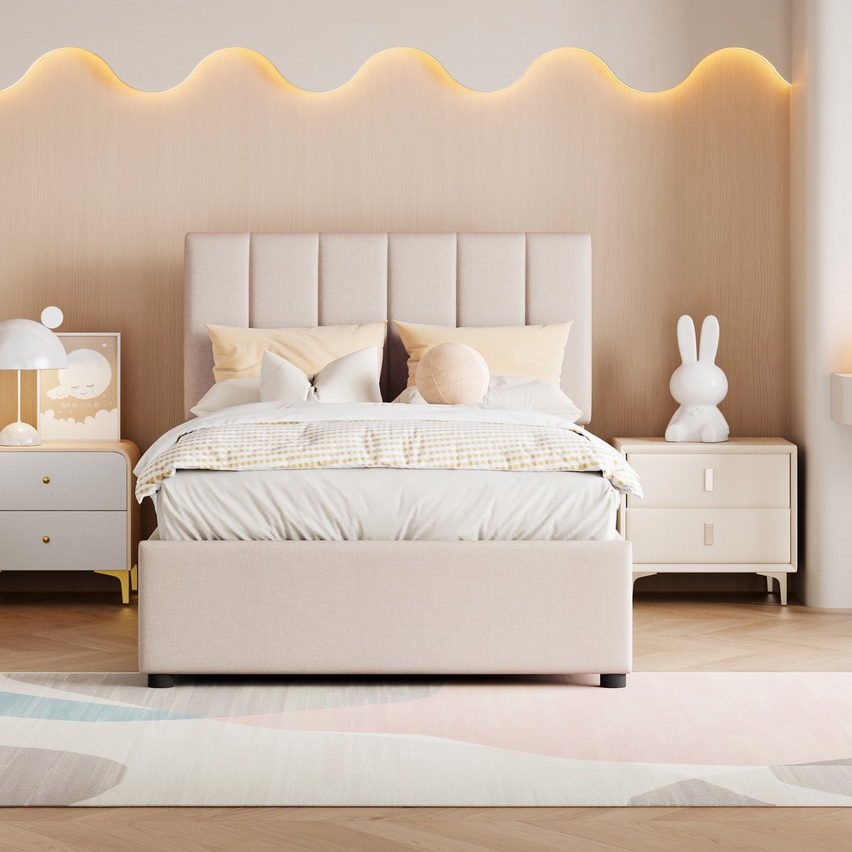 FLIEKS Kinderbed met opbergruimte, beige, 90 x 200 cm