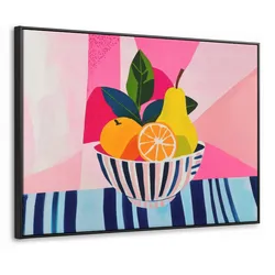 LEINWAND Bilder mit Rahmen - Obst - Abstrakter Hintergrund - Rosa - 100x70