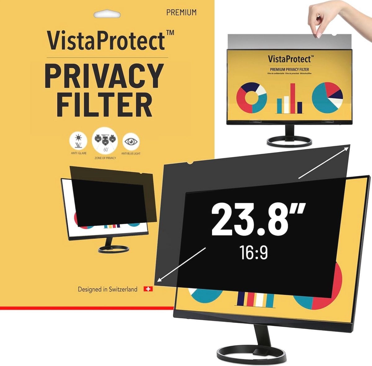 Privacyfilter en blauwlichtfilter voor 23.8 inch computerschermen - Screenprotector en beschermfolie