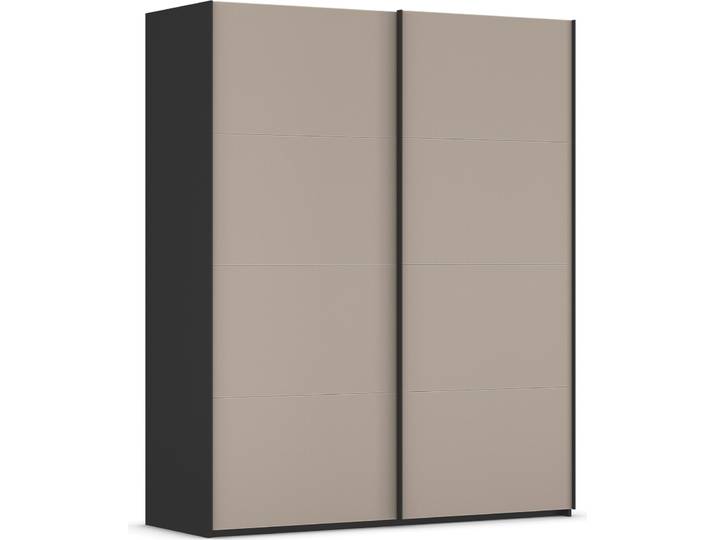 Schwebetürenschrank, 181x223 cm, Holzwerkstoff, Schwarz/Glas Fango Matt, 2 Türen, Modern, Rauch