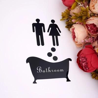 Uplift Picks Acrylic Mirror Bathroom Sign Stickers Restroom Door Sign Set gold Acrylic