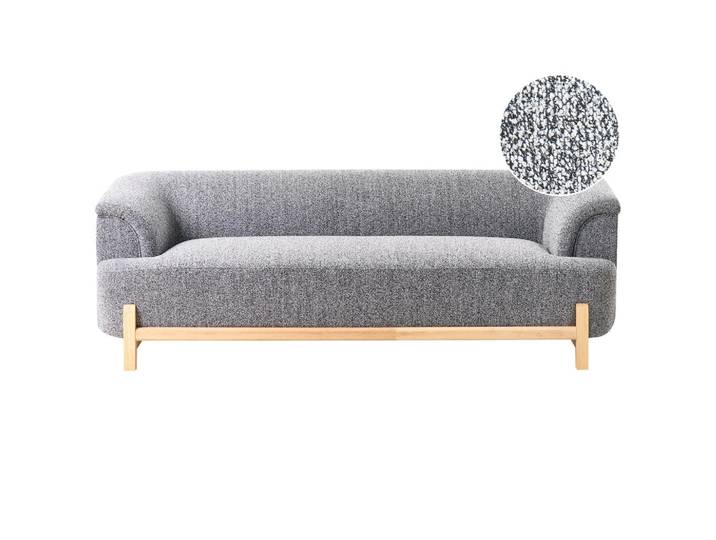Beliani 3-Sitzer-Sofa Stoff Dunkelgrau Alnor, Eukalyptusholz, 205x67x85 cm, Wohnzimmer, Sofas & Couches, Sofas, 3-Sitzer Sofas