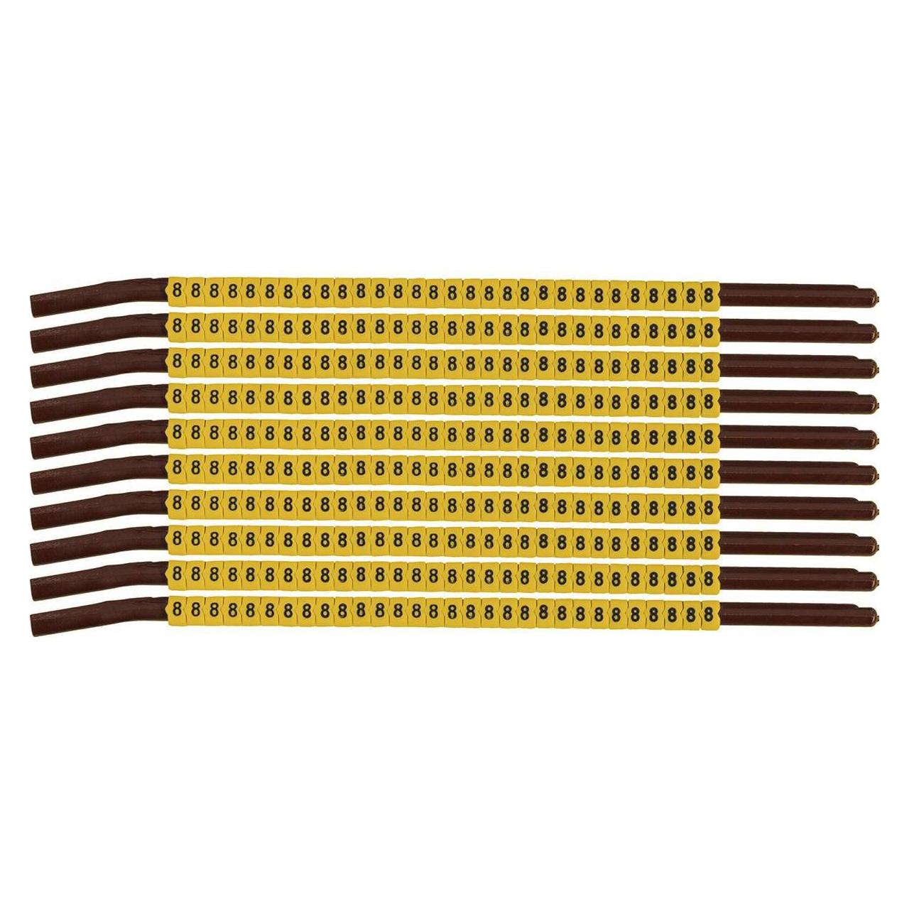 Brady SCNG-15-8, Clipsleeve Drahtmarkierer, Gelb, Beschriftung " 8 ", für Kabeldurchmesser von 3,9 (333908)