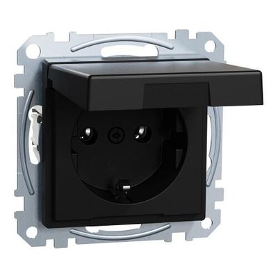 Merten System M, Steckdose 1f, IP20, schwarz matt, Ocean Plastic