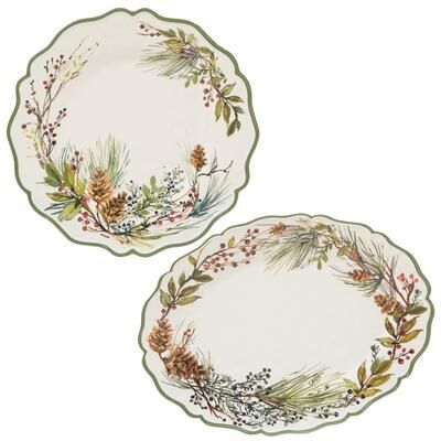"Certified International Winters Forest Melamine 2 pc Platter Serving Set - 18"" x 13.5"" x 0.25"""