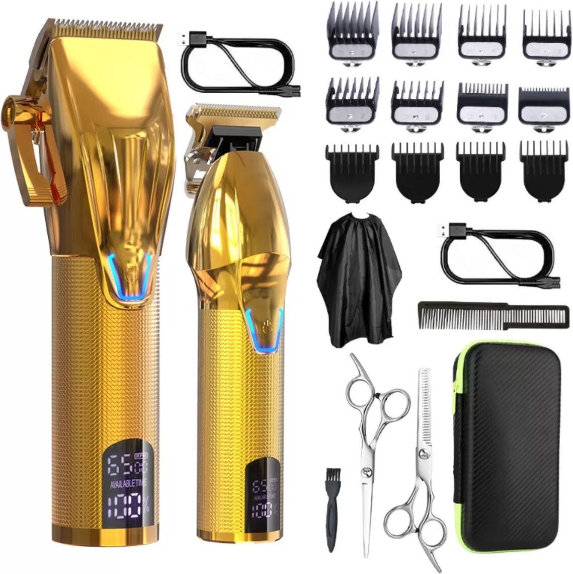 INF USB wiederaufladbares Haarschneider-Set — 1800mAh Akku, 150-min Laufzeit, geräuscharmer Motor, EVA Transportetui