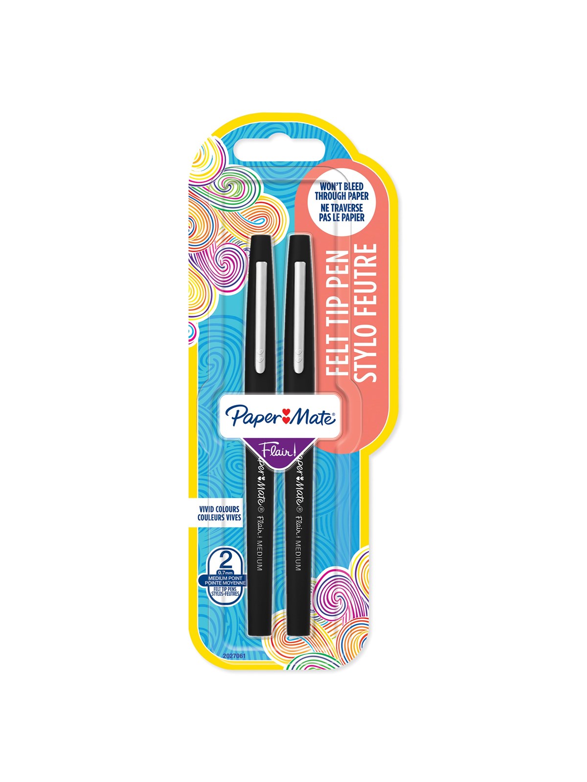 Paper Mate Flair Filzstifte | mittlere Spitze (0,7 mm) | Schwarz | 2 Stück