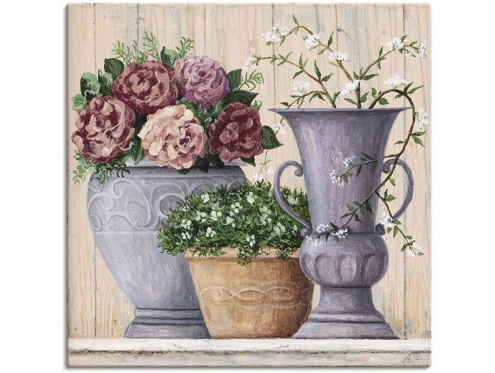 Leinwandbild ARTLAND Antike Blumen_hell , beige (farbe bild(er): naturfarben), B:40cm H:40cm, Bilder, Leinwandbild, auf Holzrahmen gespannt