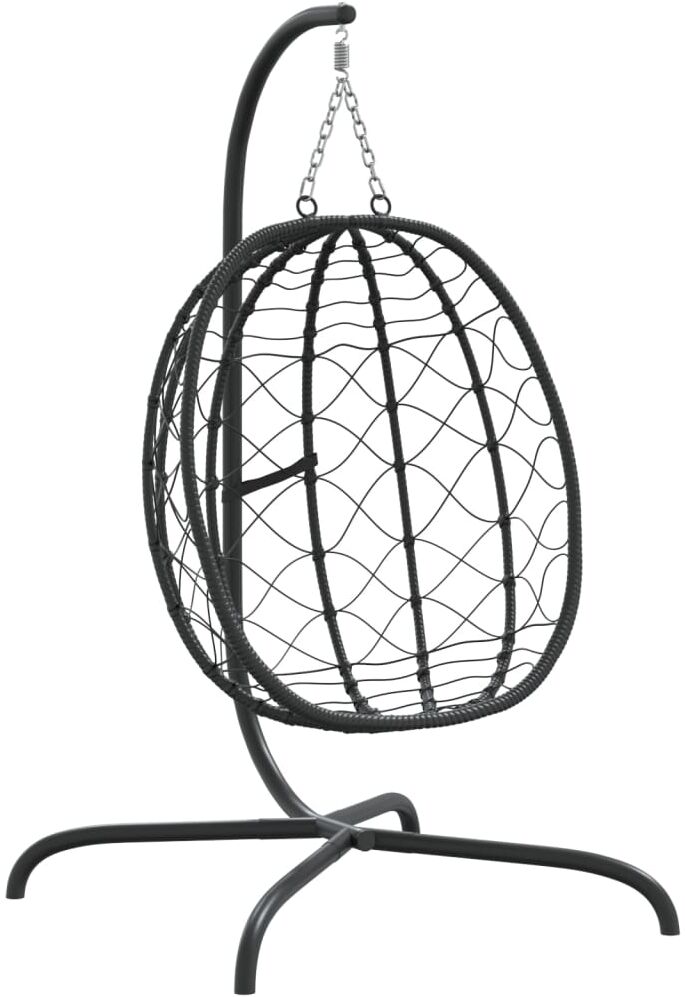 vidaXL Fauteuil suspendu avec coussin en polyrotin et acier anthracite