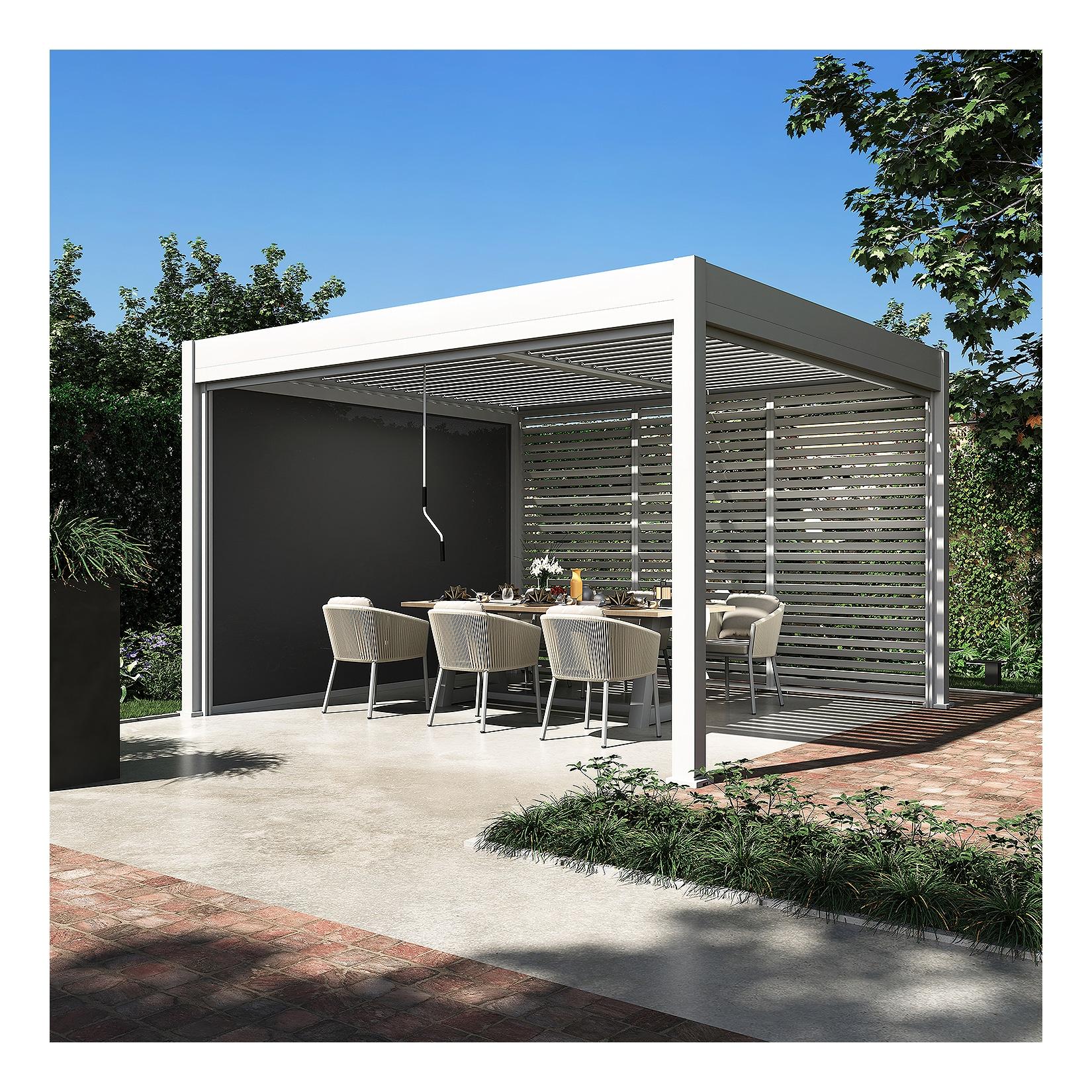 Sichtschutzelement für Pergola Pavillon mit Lamellen Dach Oasis weiß