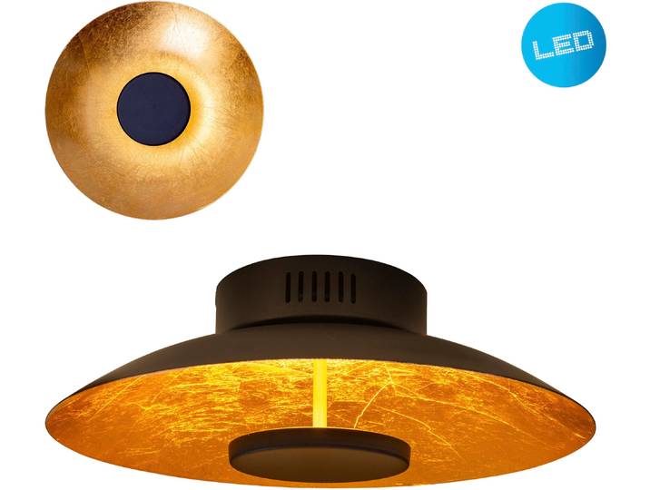 NÄVE LED Deckenleuchte Firenze , gold, 1, Ø 40cm H: 15cm, 1 Stk., Leuchten, rund, schwarz/gold, 36x LED warmweiß, nicht dimmbar, D: 40cm, LED Deckenleuchte