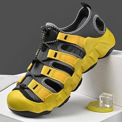 Gelbe Sport-Sneaker für Herren – leistungsstarke Wanderschuhe mit robustem Design und verstellbaren Riemen für Trekking, Stadterkundungen und Outdoor-Abenteuer