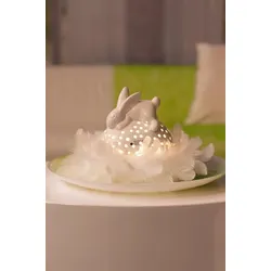 Hase Leona mit LED Ei liegend cremeweiß