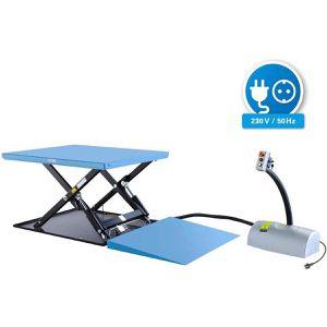 HanseLifter Hubtisch HTF-G-230V, mit Rampe, elektrisch, 1450 x 1140mm, Hubhöhe 840mm, Tragkraft 1000kg