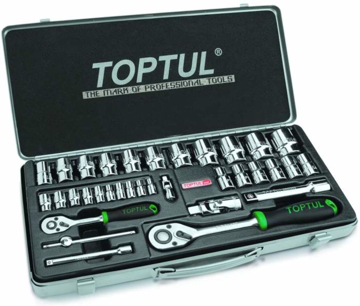Steckschlüsselsatz TOPTUL 1/4 zoll, 1/2 zoll 34 teilig