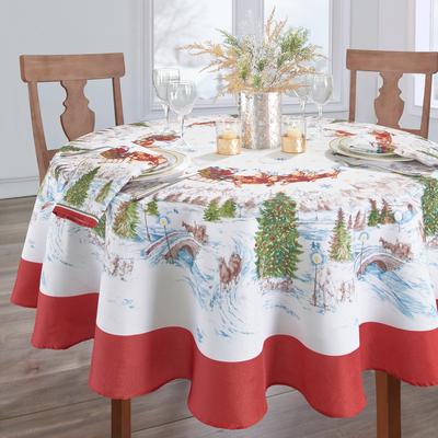 Threadmade Santa's Snowy Sleighride Tablecloth