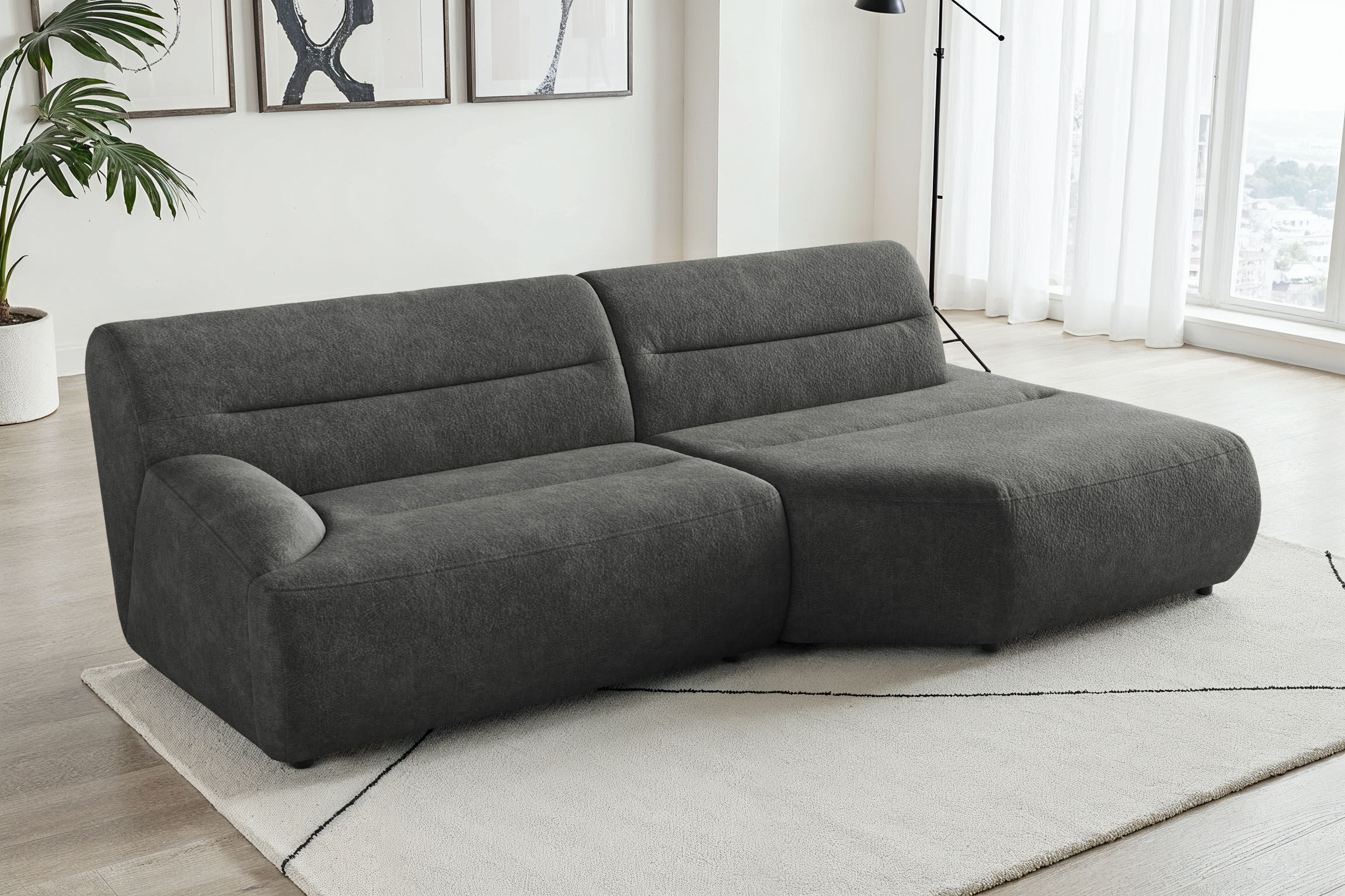 Ecksofa SIT & MORE "Scrabble", grau (dunkelgrau), B:260cm H:80cm T:130cm, 100% Polyester, Sofas, Ecksofa, Modernes Design in verschiedenen Stoffarten