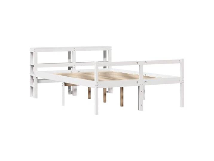KTHLBRH Bett für Senioren, weiß, 120 x 200 cm, Massivholz, Kiefer Sitzhöhe 44 cm, Stauraum, Latten aus Sperrholz, Kopfstütze Rücken