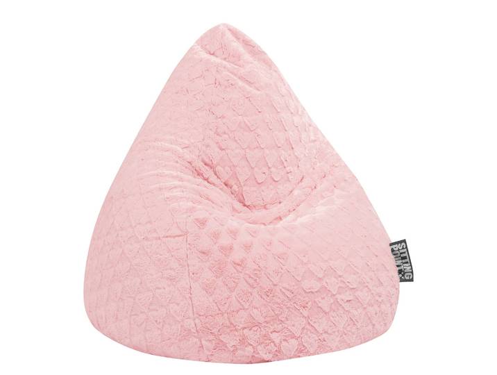 Beanbag Fluffy Hearts L Ø 70cm Pink/Rosa