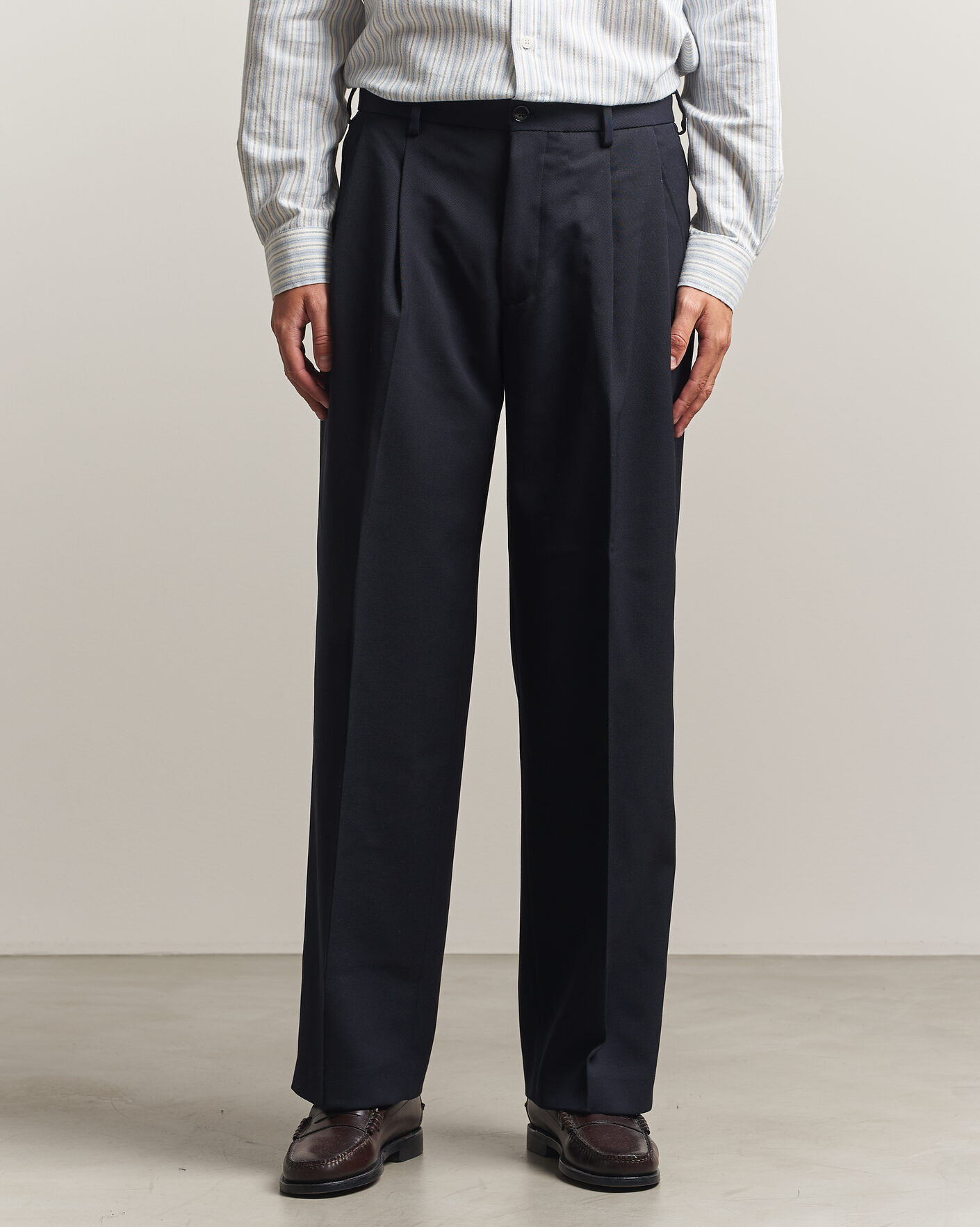 NN07 Justin Wool Pleated Suit Trousers Deep Navy men W31L32 Blå