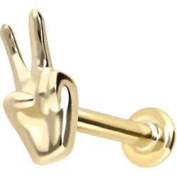 14 Karat Gold Labret mit Innengewinde PEACE-ZEICHEN