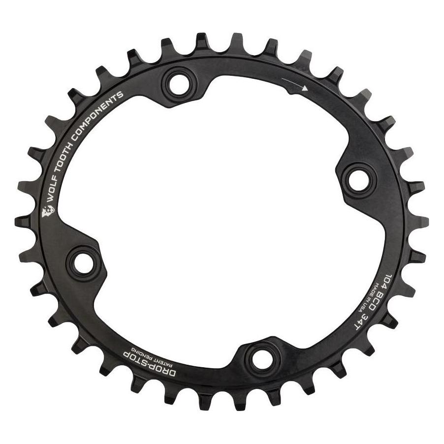 Wolf Tooth PowerTrac Elliptical Kettenblatt, Shimano 12-fach, 104 BCD, 34 Z., black (34) (OVAL-10434-SH12)