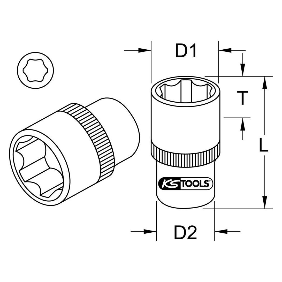 KS Tools 1/4 Stecknuss, 5mm, auf Hänger (5 mm) (911.1405-E)