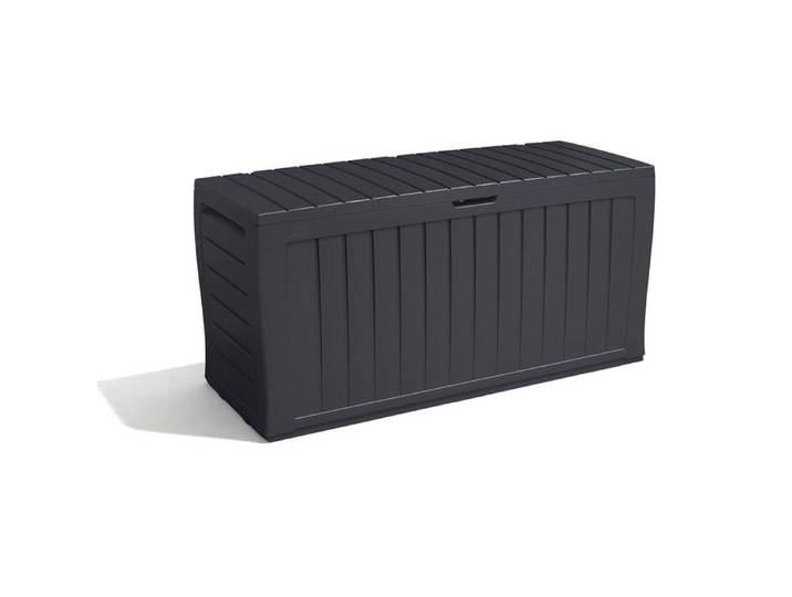 Coffre Jardin 270L Plastique Étanche Verrouillable Gris Graphite Rangement Extérieur Multifonction Terrasse
