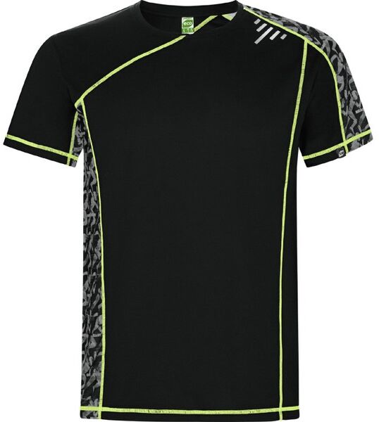 T-shirt technique raglan personnalisé en polyester recyclé Sochi XL RUN NOIR