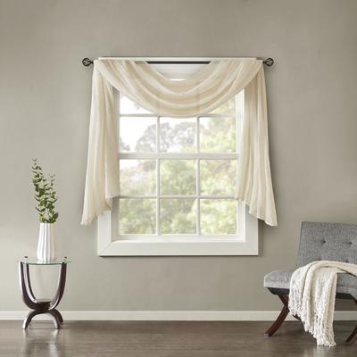 Madison Park Harper Solid Lightweight Crushed Sheer Curtain Scarf