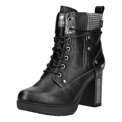 High-Heel-Stiefelette MUSTANG SHOES "Mustang Shoes Stiefelette Lederimitat/Textil", Damen, Gr. 41, Textil, schwarz, Lederimitat, Textil, Schuhe