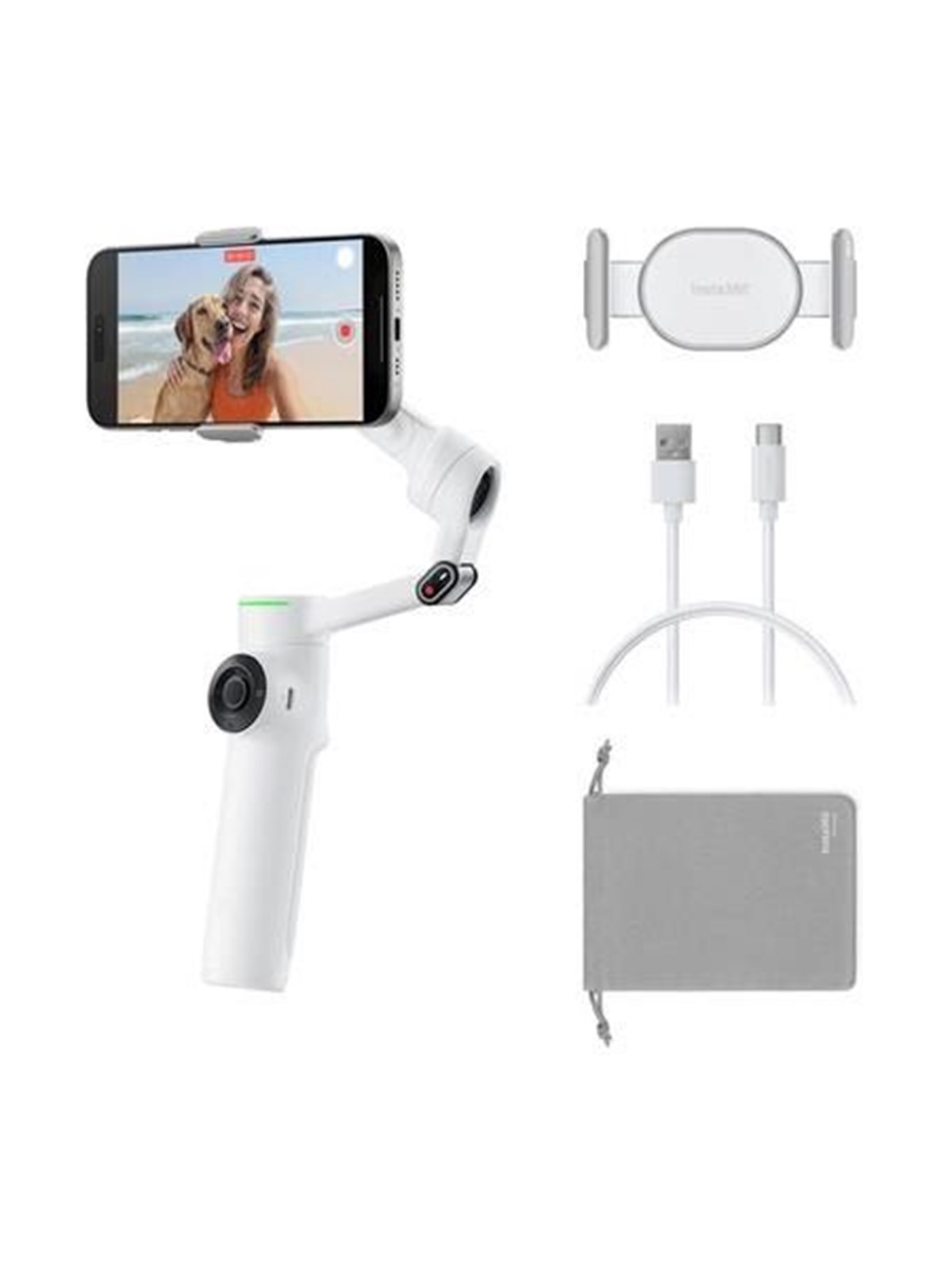 Insta360 Flow 2 Pro AI Tracker Stabilizer Bundle - White