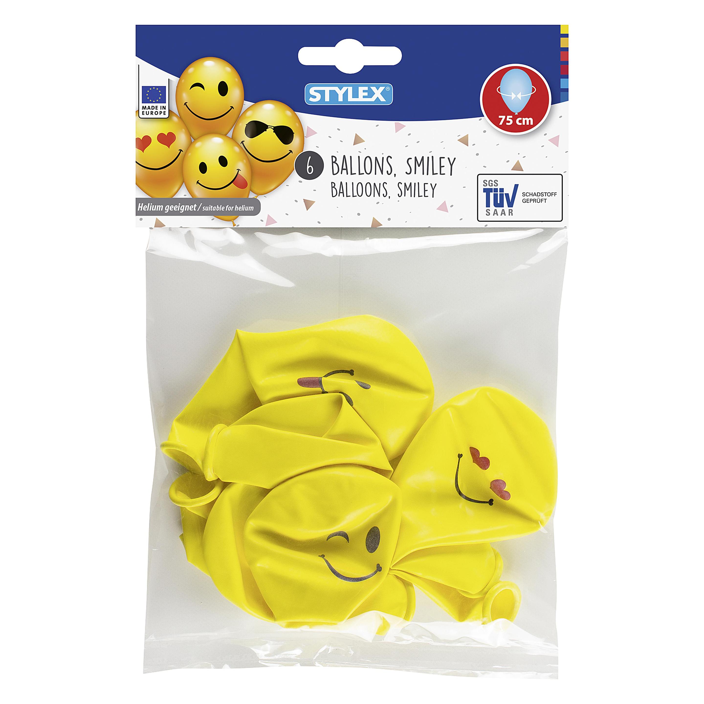 Stylex Luftballons "Smiley gelb" (6x) (14742)